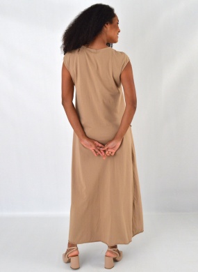 Vestido Regata Recortes Em Algod�o Caqui Cant�o - Foto 2