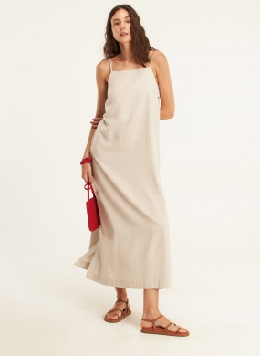 Vestido longo linho viva areia cant�o - Foto 1