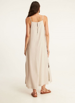 Vestido longo linho viva areia cant�o - Foto 2
