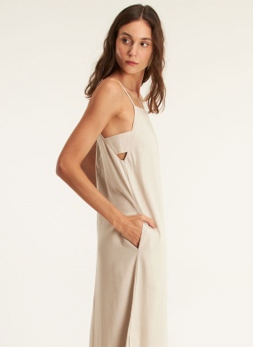 Vestido longo linho viva areia cant�o - Foto 3