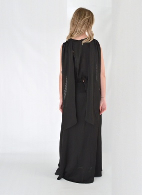 Vestido Longo Transpassado Com Faixas Posteriores Preto Lez a lez - Foto 2