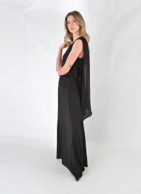 Vestido Longo Transpassado Com Faixas Posteriores Preto Lez a lez - Foto 3
