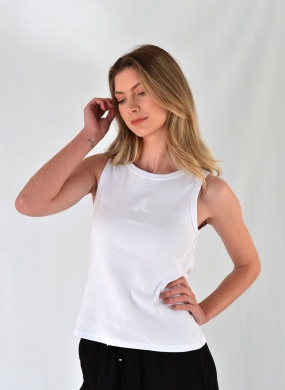 Blusa Regata B�sica Branco Flor de Lis  - Foto 2