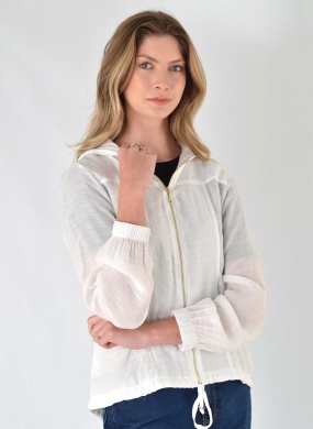 Jaqueta Crepe de Viscose Off White Declari - Foto 2