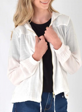 Jaqueta Crepe de Viscose Off White Declari - Foto 5