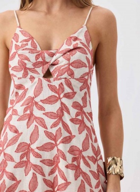 Vestido Linho Flor Bordados Flor de Lis - Foto 3