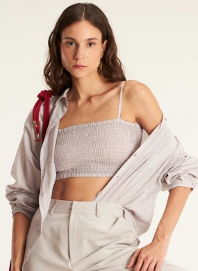 Camisa voil over com top lastex cinza cant�o - Foto 1
