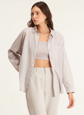 Camisa voil over com top lastex cinza cant�o - Foto 3