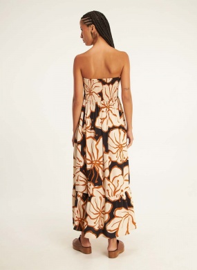 Vestido longo tomara que caia estampado espat�dea cant�o - Foto 2