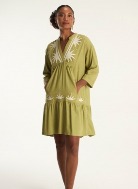Vestido Amplo Linho Bordado Cant�o - Foto 1
