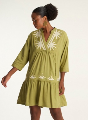 Vestido Amplo Linho Bordado Cant�o - Foto 2