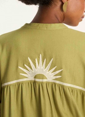 Vestido Amplo Linho Bordado Cant�o - Foto 4