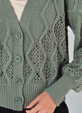 Casaqueto Bot�es Verde Malhas Gida - Foto 3