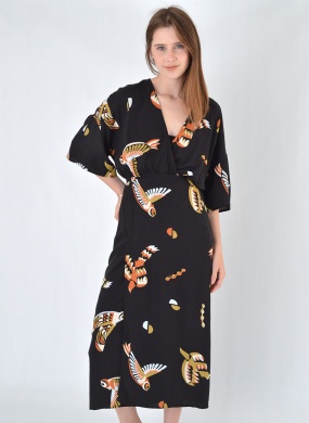 Vestido Transpassado Estampa Calandra Cant�o - Foto 1