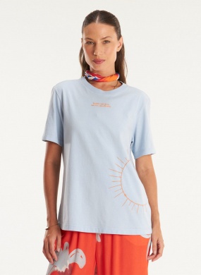 T-shirt Bordada Azul Claro Cant�o - Foto 1