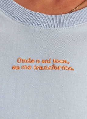 T-shirt Bordada Azul Claro Cant�o - Foto 2