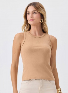 Blusa Regata B�sica Mascavo Flor de Lis  - Foto 1