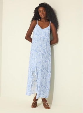 Vestido Ch� Estampado Azul De Lez a Lez - Foto 1
