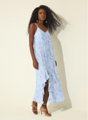 Vestido Ch� Estampado Azul De Lez a Lez - Foto 2