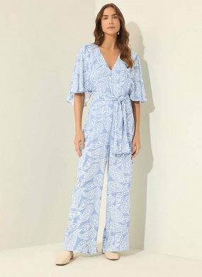 Macac�o Azul Longo Estampado Lez a Lez - Foto 1