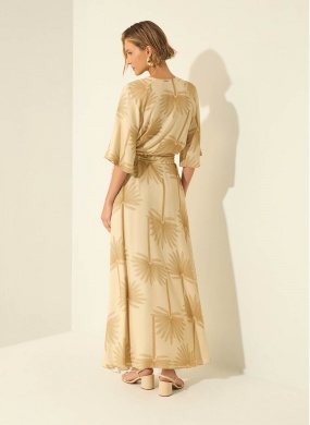 Vestido Bege Longo Estampado Lez a Lez - Foto 3