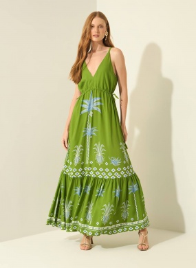 Vestido Longo Estampado Al�as Lez a Lez - Foto 1