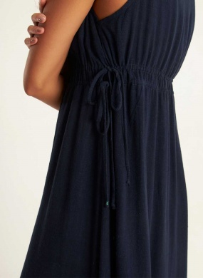 Vestido Linho Leve Azul Marinho Cant�o - Foto 4