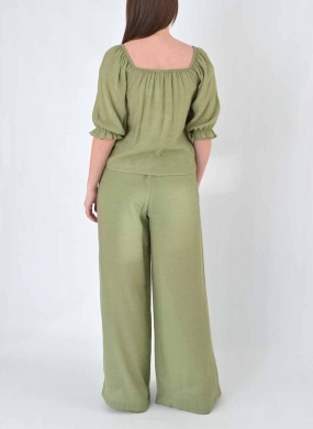 Conjunto Shantung Verde Gatos e Atos - Foto 4