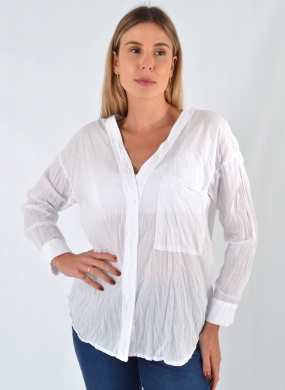 Camisa Branco Voil Over com Top cant�o - Foto 2