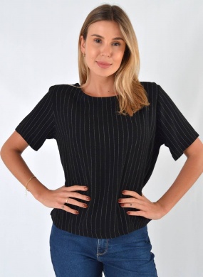 Blusa Declari em Viscolinho Risca de Giz - Foto 2