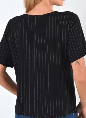 Blusa Declari em Viscolinho Risca de Giz - Foto 3