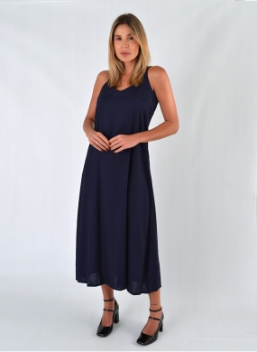 Vestido Marinho em Viscolinho Declari - Foto 1