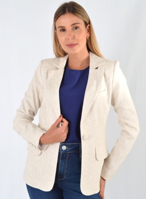 Blazer em Linho Cor Petra Natural Trappiche - Foto 1