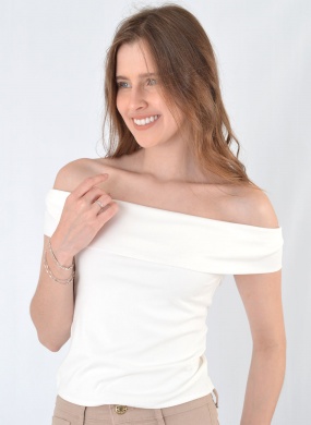 Ombro a Ombro Cropped Delamo Off White - Foto 1