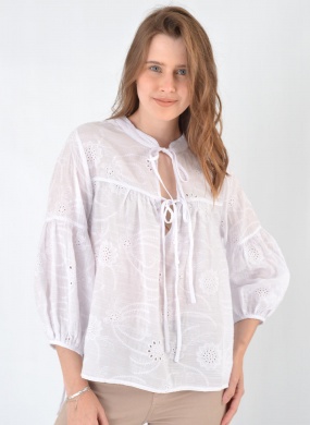 Bata Textura Bordada Innocence Branco - Foto 1