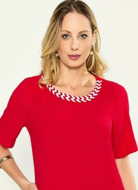 Blusa Vermelha Detalhe Decote Mosaique - Foto 1