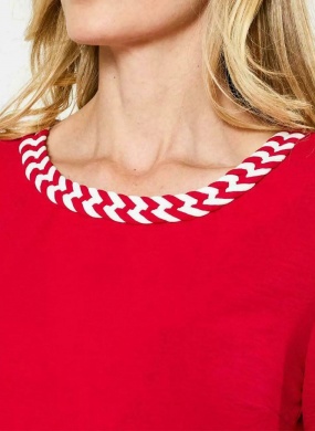 Blusa Vermelha Detalhe Decote Mosaique - Foto 2
