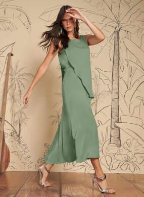 Conjunto Cetim Verde Gatos e Atos - Foto 1