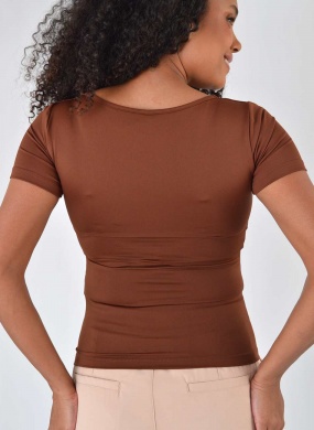 Blusa Malha Softouch Marrom Gatos e Atos - Foto 5