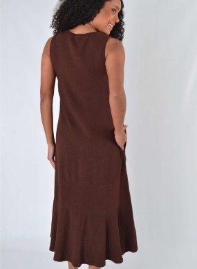 Vestido Marrom Midi Haes Nina com Bolsos - Foto 4