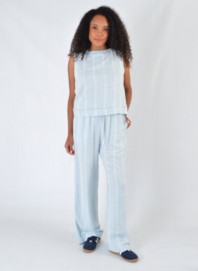 Conjunto Azul Listra Linho Summer Cant�o  - Foto 1