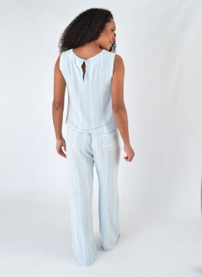 Conjunto Azul Listra Linho Summer Cant�o  - Foto 4