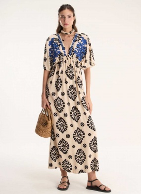 Vestido Cru Estampa Mandala Cant�o  - Foto 1