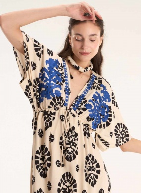 Vestido Cru Estampa Mandala Cant�o  - Foto 3