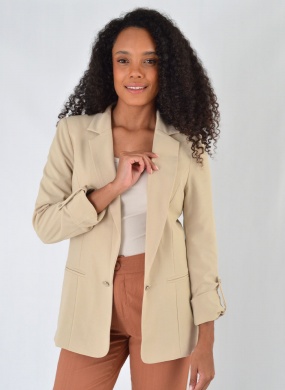 Blazer Sem Fechamento Donna Ritz Cor Trigo - Foto 4