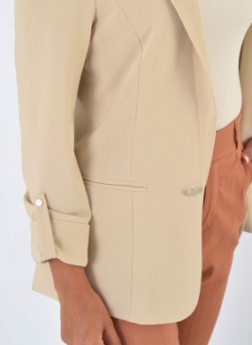 Blazer Sem Fechamento Donna Ritz Cor Trigo - Foto 5