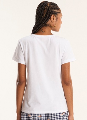T-shirt Algod�o B�sica Branca Cant�o - Foto 2