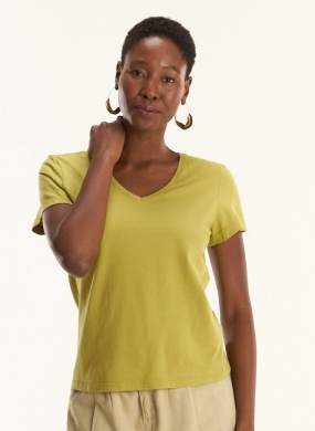 T-shirt Algod�o B�sica Caqui Cant�o - Foto 2