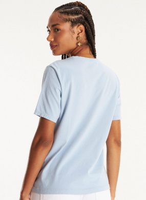 T-shirt Azul Algod�o B�sica Cant�o - Foto 2