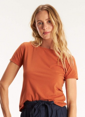 T-shirt Terracota Algod�o B�sica Cant�o - Foto 1
